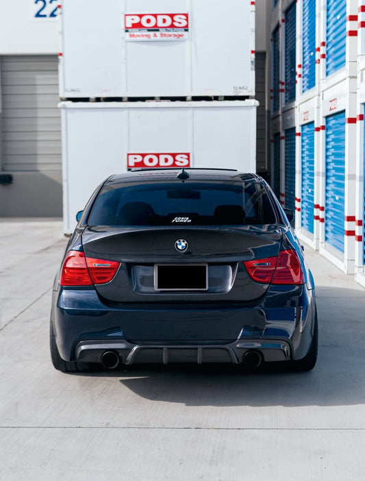 E90 Carbon Fiber V Style Rear Diffuser (Dual)