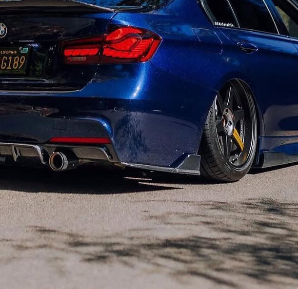 F30 Sedan Carbon Fiber Rear Bumper Extensions (Fin Style)