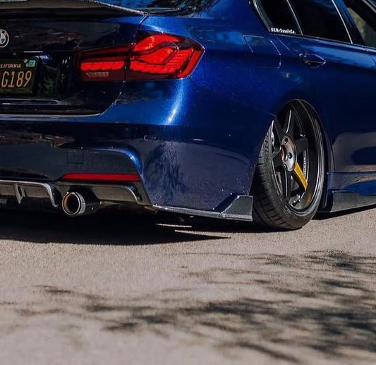 F30 Sedan Carbon Fiber Rear Bumper Extensions (Fin Style)